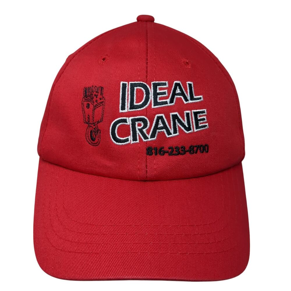 Ideal Crane Strapback Baseball Cap Red One Size Adjustable Embroidered Vernon